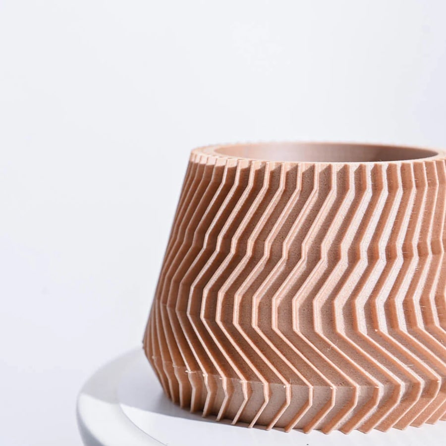 Ridged Waves Wooden Pot